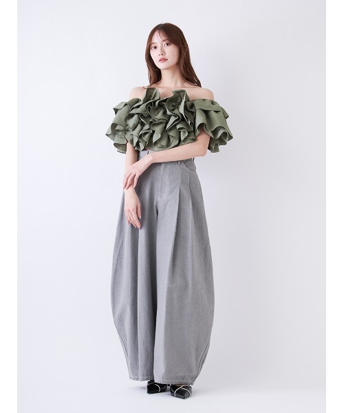 SNIDEL（スナイデル）の「【00サイズあり】カーブデニムワイドパンツ（デニムパンツ・レディース・ホワイト/グレー/ライトブルー・0/00/1）」の2枚目の写真