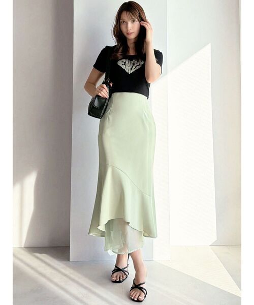 RESEXXY（リゼクシー）の「シアードッキングマーメイドスカート（スカート・レディース・ミント/ブルー/ピンク/ブラック/アイボリー・FREE）」の9枚目の写真