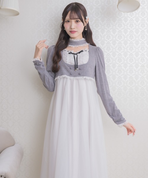 couture BY ROJITA(クチュールバイロジータ)の「チョーカードッキングフレアワンピース(ワンピース・レディース・グレー/ブラック/ホワイト・FREE)」の5枚目の写真