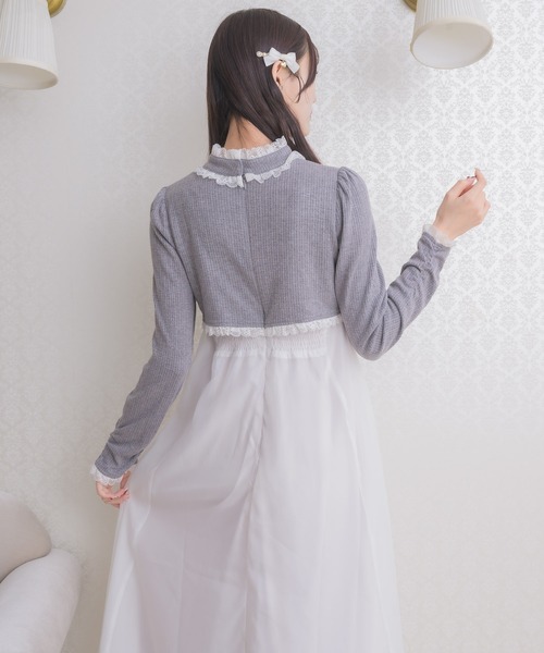 couture BY ROJITA(クチュールバイロジータ)の「チョーカードッキングフレアワンピース(ワンピース・レディース・グレー/ブラック/ホワイト・FREE)」の8枚目の写真