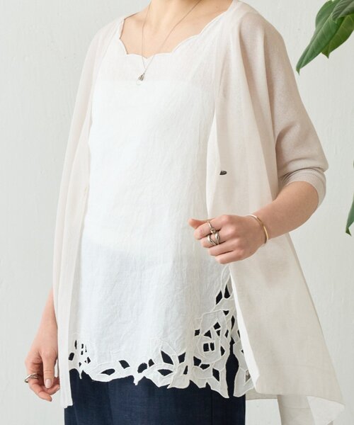 BEARDSLEY(ビアズリー)の「カットワークタンク(シャツ/ブラウス・レディース・ブラック/ホワイト・FREE)」の2枚目の写真