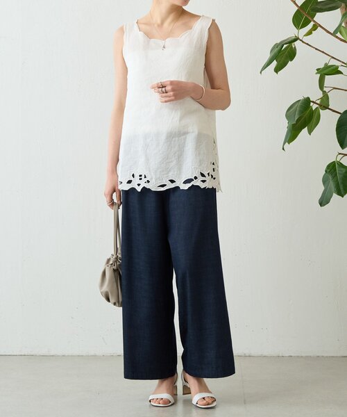 BEARDSLEY(ビアズリー)の「カットワークタンク(シャツ/ブラウス・レディース・ブラック/ホワイト・FREE)」の9枚目の写真