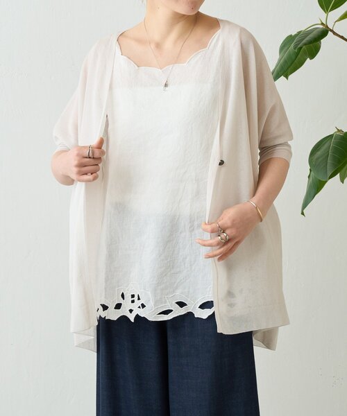 BEARDSLEY(ビアズリー)の「カットワークタンク(シャツ/ブラウス・レディース・ブラック/ホワイト・FREE)」の13枚目の写真