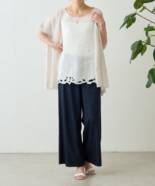 BEARDSLEY(ビアズリー)の「カットワークタンク(シャツ/ブラウス・レディース・ブラック/ホワイト・FREE)」の14枚目の写真