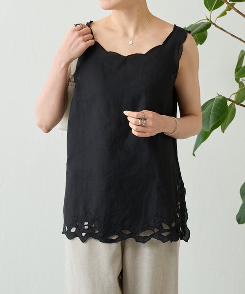 BEARDSLEY(ビアズリー)の「カットワークタンク(シャツ/ブラウス・レディース・ブラック/ホワイト・FREE)」の18枚目の写真