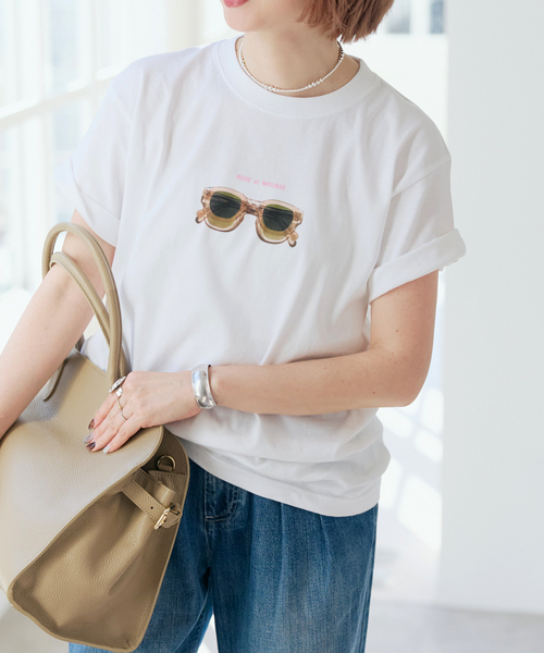 Spick & Span（スピックアンドスパン）の「ANGE IN DISGUISE/アンジ イン ディスガイズ ROSE et MOUSSE TEE（Tシャツ/カットソー・レディース・ブラック系その他/ホワイト・MEDIUM）」の2枚目の写真