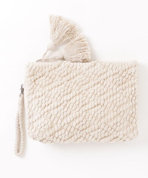 MAISON mou(メゾンムー)の「【Swaraj/スワラージ】バブルジャガードクラッチバッグ(手織生地)(クラッチバッグ・レディース・オフホワイト/グレー系その他/ブラック・FREE)」の2枚目の写真