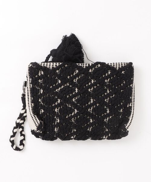MAISON mou(メゾンムー)の「【Swaraj/スワラージ】バブルジャガードクラッチバッグ(手織生地)(クラッチバッグ・レディース・オフホワイト/グレー系その他/ブラック・FREE)」の1枚目の写真
