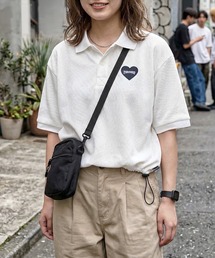 THRASHER（スラッシャー）の「【70】【THRASHER スラッシャー】別注ハートロゴ ドローコード付  ポロシャツ 襟ライン【Sサイズ~Lサイズ】（ポロシャツ）」