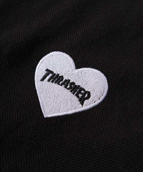 THRASHER（スラッシャー）の「【70】【THRASHER/スラッシャー】ハートロゴ ドローコード付  ポロシャツ/襟ライン【Sサイズ～Lサイズ】（ポロシャツ・レディース・ホワイト系その他/ブラック系その他/ブラック/ホワイト・S/M/L）」の7枚目の写真
