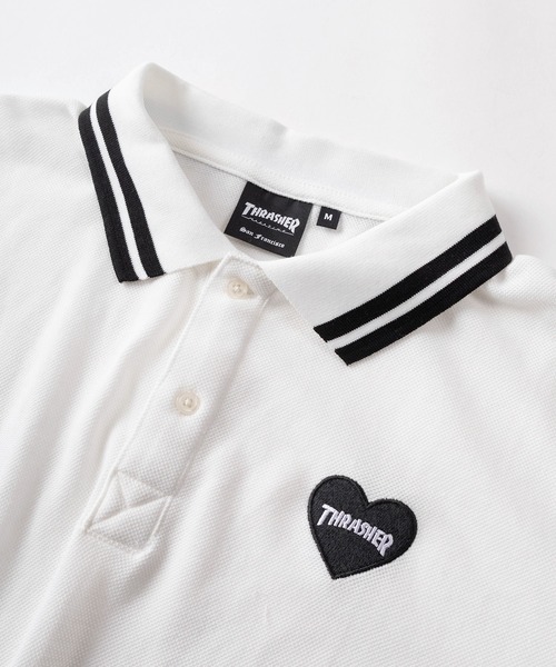 THRASHER（スラッシャー）の「【70】【THRASHER/スラッシャー】ハートロゴ ドローコード付  ポロシャツ/襟ライン【Sサイズ～Lサイズ】（ポロシャツ・レディース・ホワイト系その他/ブラック系その他/ブラック/ホワイト・S/M/L）」の8枚目の写真