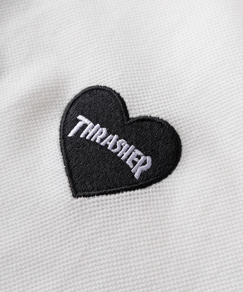 THRASHER（スラッシャー）の「【70】【THRASHER/スラッシャー】ハートロゴ ドローコード付  ポロシャツ/襟ライン【Sサイズ～Lサイズ】（ポロシャツ・レディース・ホワイト系その他/ブラック系その他/ブラック/ホワイト・S/M/L）」の9枚目の写真