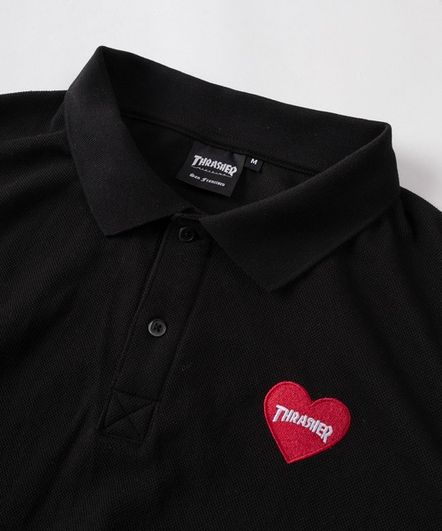 THRASHER（スラッシャー）の「【70】【THRASHER/スラッシャー】ハートロゴ ドローコード付  ポロシャツ/襟ライン【Sサイズ～Lサイズ】（ポロシャツ・レディース・ホワイト系その他/ブラック系その他/ブラック/ホワイト・S/M/L）」の10枚目の写真