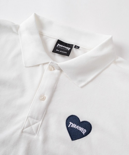 THRASHER（スラッシャー）の「【70】【THRASHER/スラッシャー】ハートロゴ ドローコード付  ポロシャツ/襟ライン【Sサイズ～Lサイズ】（ポロシャツ・レディース・ホワイト系その他/ブラック系その他/ブラック/ホワイト・S/M/L）」の12枚目の写真