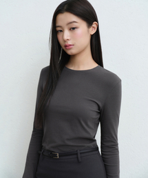 ウィメンズシアースリム長袖Tシャツ[ダークグレー]