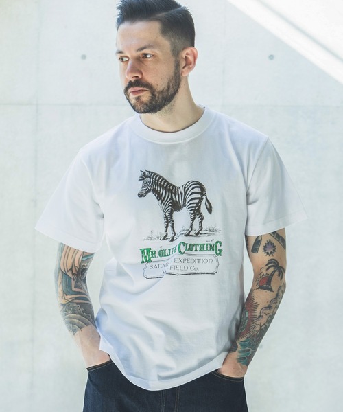 MR.OLIVE(ミスターオリーブ)の「SAFARI & EXPEDUTION/ ZEBRA T-SHIRT / M262102(Tシャツ/カットソー・メンズ・オフホワイト・MEDIUM/LARGE)」の1枚目の写真