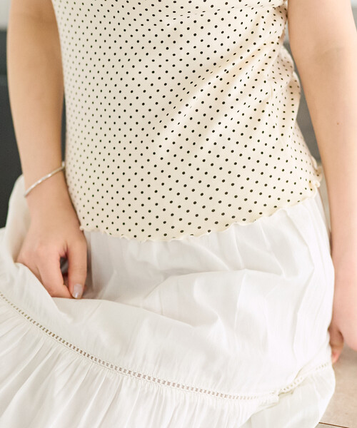 FREAK'S STORE（フリークスストア）の「FRUIT OF THE LOOM × FREAK'S STORE/フルーツオブザルーム 別注 ドット フライスタンクトップ（タンクトップ・レディース・オフホワイト/サックスブルー/チャコール・ﾌﾘ-）」の8枚目の写真