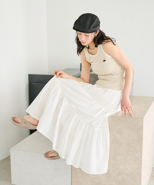 FREAK'S STORE（フリークスストア）の「FRUIT OF THE LOOM × FREAK'S STORE/フルーツオブザルーム 別注 ドット フライスタンクトップ（タンクトップ・レディース・オフホワイト/サックスブルー/チャコール・ﾌﾘ-）」の12枚目の写真