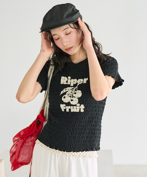 FREAK'S STORE（フリークスストア）の「FRUIT OF THE LOOM × FREAK'S STORE/フルーツオブザルーム 別注 ドット フライスタンクトップ（タンクトップ・レディース・オフホワイト/サックスブルー/チャコール・ﾌﾘ-）」の15枚目の写真