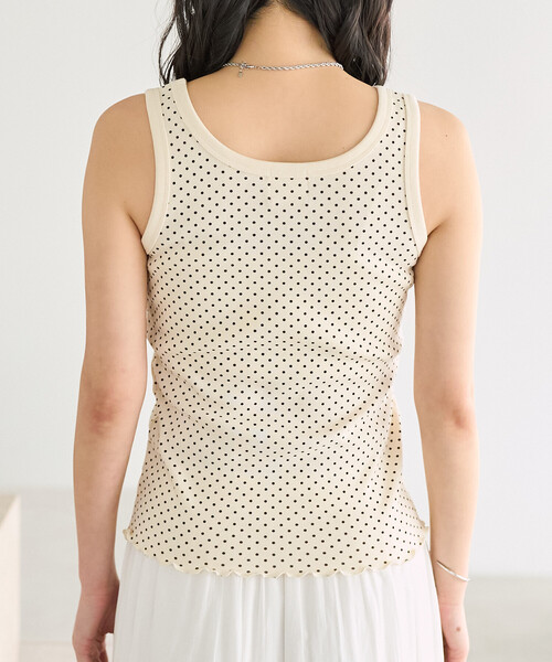 FREAK'S STORE(フリークスストア)の「FRUIT OF THE LOOM × FREAK'S STORE/フルーツオブザルーム 別注 ドット フライスタンクトップ(タンクトップ・レディース・オフホワイト/サックスブルー/チャコール・フリ-)」の10枚目の写真