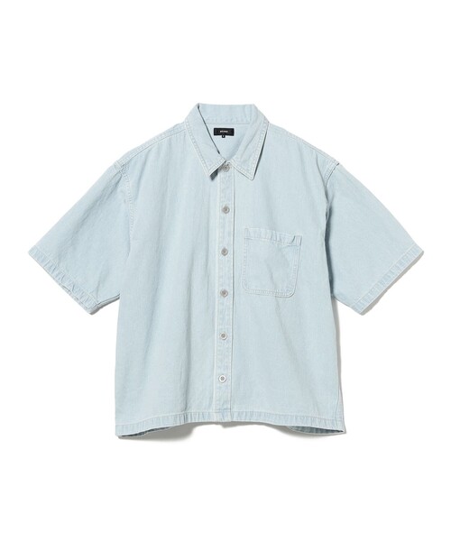 BEAMS(ビームス)の「ショート デニム シャツ【ワイドショートフィット】(シャツ/ブラウス・メンズ・インディゴブルー/サックスブルー・S/M/XL/L)」の3枚目の写真