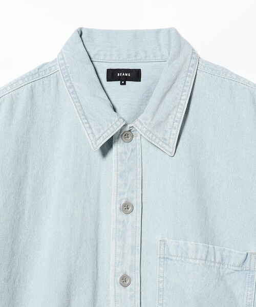 BEAMS(ビームス)の「ショート デニム シャツ【ワイドショートフィット】(シャツ/ブラウス・メンズ・インディゴブルー/サックスブルー・S/M/XL/L)」の4枚目の写真