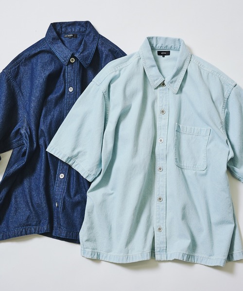 セール】ショート デニム シャツ【ワイドショートフィット】（シャツ