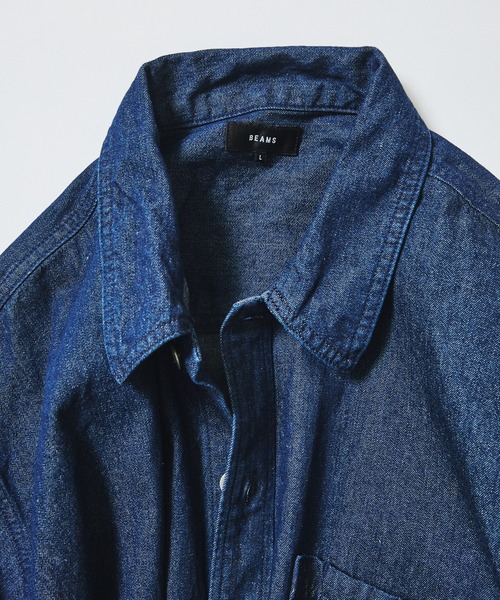 BEAMS（ビームス）の「ショート デニム シャツ【ワイドショートフィット】（シャツ/ブラウス・メンズ・インディゴブルー/サックスブルー・S/M/XL/L）」の12枚目の写真