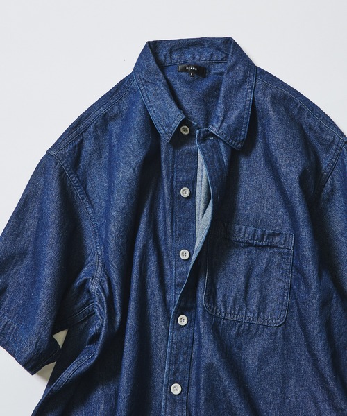BEAMS（ビームス）の「ショート デニム シャツ【ワイドショートフィット】（シャツ/ブラウス・メンズ・インディゴブルー/サックスブルー・S/M/XL/L）」の14枚目の写真
