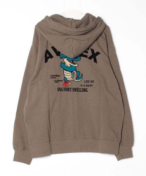 AVIREX(アヴィレックス)の「《WEB&DEPOT限定》USS FORT SNELLING ZIPUP HOODIE / フォートスネリング ジップアップ フーディー / AVIREX / アヴィレックス(パーカー・メンズ・ブラック/オリーブ/ホワイト/ピンク・MEDIUM/X-LARGE/XX-LARGE/LARGE)」の6枚目の写真