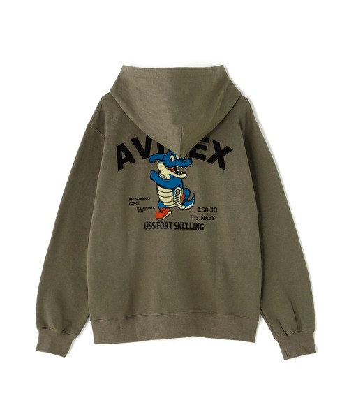 AVIREX（アヴィレックス）の「《WEB&DEPOT限定》USS FORT SNELLING ZIPUP HOODIE / フォートスネリング ジップアップ フーディー / AVIREX / アヴィレックス（パーカー・メンズ・ブラック/オリーブ/ホワイト/ピンク・MEDIUM/X-LARGE/XX-LARGE/LARGE）」の3枚目の写真