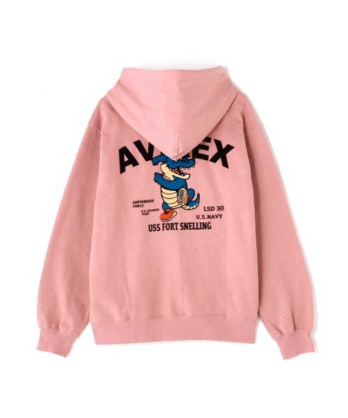 AVIREX（アヴィレックス）の「《WEB&DEPOT限定》USS FORT SNELLING ZIPUP HOODIE / フォートスネリング ジップアップ フーディー / AVIREX / アヴィレックス（パーカー・メンズ・ブラック/オリーブ/ホワイト/ピンク・MEDIUM/X-LARGE/XX-LARGE/LARGE）」の4枚目の写真