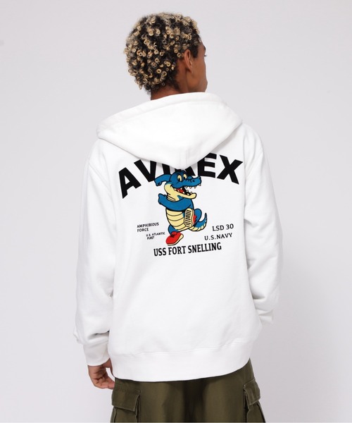 AVIREX(アヴィレックス)の「《WEB&DEPOT限定》USS FORT SNELLING ZIPUP HOODIE / フォートスネリング ジップアップ フーディー / AVIREX / アヴィレックス(パーカー・メンズ・ブラック/オリーブ/ホワイト/ピンク・MEDIUM/X-LARGE/XX-LARGE/LARGE)」の9枚目の写真