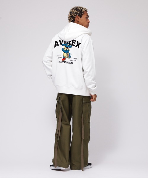 AVIREX(アヴィレックス)の「《WEB&DEPOT限定》USS FORT SNELLING ZIPUP HOODIE / フォートスネリング ジップアップ フーディー / AVIREX / アヴィレックス(パーカー・メンズ・ブラック/オリーブ/ホワイト/ピンク・MEDIUM/X-LARGE/XX-LARGE/LARGE)」の11枚目の写真