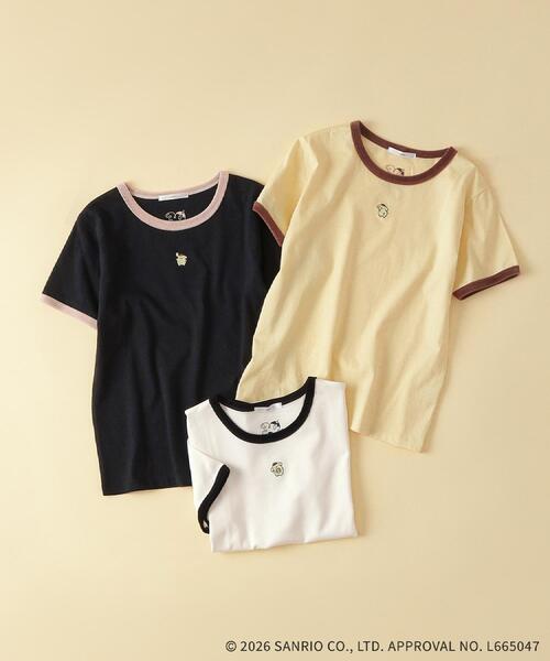 index(インデックス)の「【ポムポムプリン】リンガーベロアTシャツ【洗濯機OK】(Tシャツ/カットソー・レディース・ライトイエロー系/オフホワイト/ブラック・40/38)」の4枚目の写真