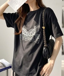 接触冷感 レース プリント Tシャツ