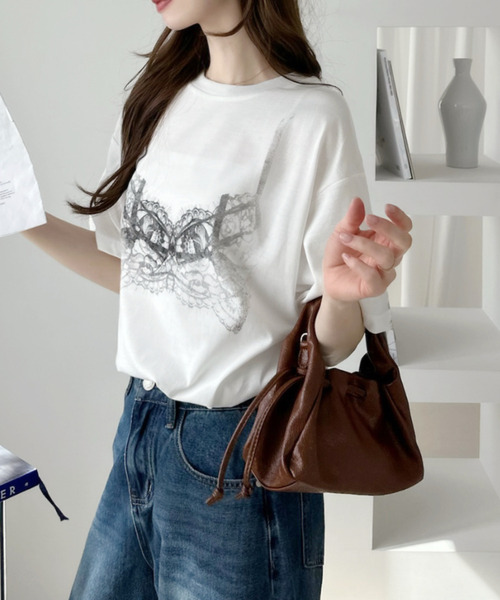 Ada.（エイダ）の「接触冷感 レース プリント Tシャツ（Tシャツ/カットソー・レディース・オフホワイト/ブラック・FREE）」の7枚目の写真