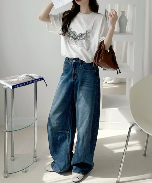 Ada.（エイダ）の「接触冷感 レース プリント Tシャツ（Tシャツ/カットソー・レディース・オフホワイト/ブラック・FREE）」の6枚目の写真