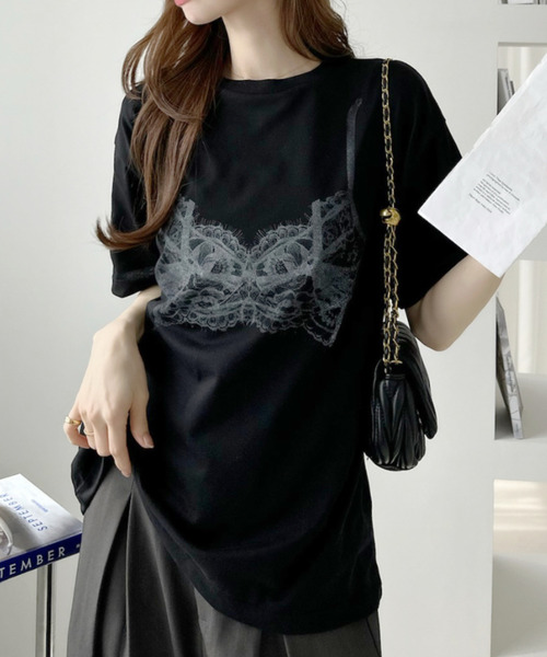 Ada.（エイダ）の「接触冷感 レース プリント Tシャツ（Tシャツ/カットソー・レディース・オフホワイト/ブラック・FREE）」の10枚目の写真