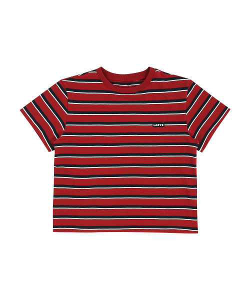 LAZYZ（レイジジ）の「クラシックラベルストライプTシャツ（2色）（Tシャツ/カットソー・レディース・レッド・F）」の7枚目の写真