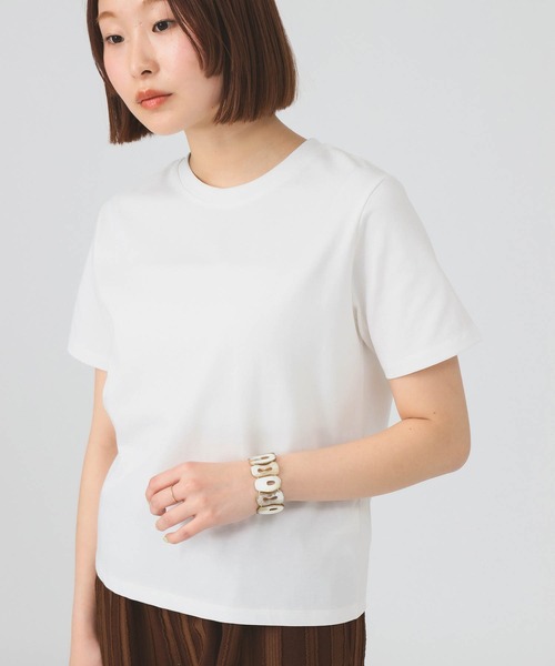 Ray BEAMS（レイビームス）の「ベーシック クルーネック Tシャツ（Tシャツ/カットソー・レディース・ダークブラウン/ホワイト/ブラック・ONE SIZE）」の4枚目の写真