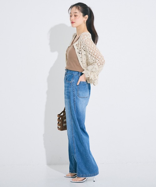 coca(coca)(コカ)の「カギ編みカーディガン(カーディガン/ボレロ・レディース・ダークブラウン/アイボリー・ONE SIZE)」の6枚目の写真