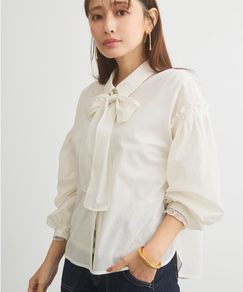 COHINA(コヒナ)の「ボウタイ付きシアーブラウス 【低身長・小柄女性】(シャツ/ブラウス・レディース・グレー/ホワイト/ネイビー・ONE SIZE)」の22枚目の写真