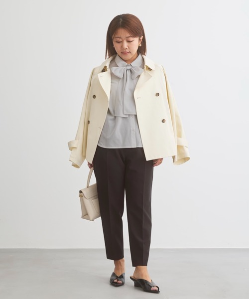 COHINA(コヒナ)の「ボウタイ付きシアーブラウス 【低身長・小柄女性】(シャツ/ブラウス・レディース・グレー/ホワイト/ネイビー・ONE SIZE)」の5枚目の写真