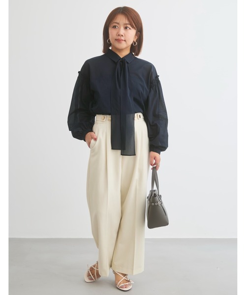 COHINA(コヒナ)の「ボウタイ付きシアーブラウス 【低身長・小柄女性】(シャツ/ブラウス・レディース・グレー/ホワイト/ネイビー・ONE SIZE)」の10枚目の写真