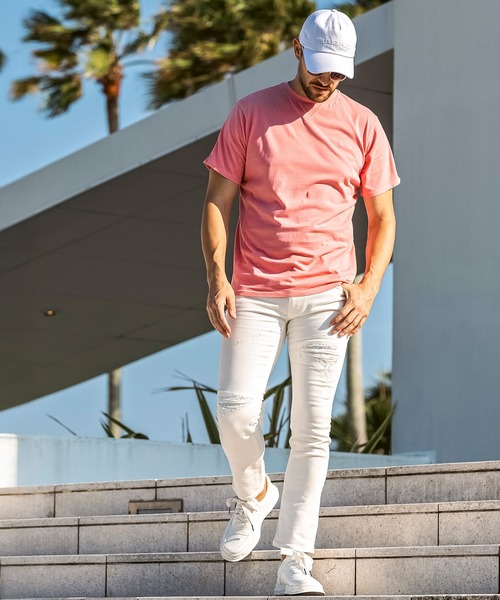 1PIU1UGUALE3  RELAX （ウノピゥウノウグァーレトレ リラックス）の「1PIU1UGUALE3 RELAX(ウノピゥウノウグァーレトレ リラックス)ラインストーン ダメージジョグデニムパンツ（デニムパンツ・メンズ・ホワイト/ブラック/インディゴブルー・S/M/L/XL/XXL）」の6枚目の写真