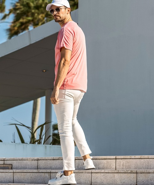 1PIU1UGUALE3  RELAX （ウノピゥウノウグァーレトレ リラックス）の「1PIU1UGUALE3 RELAX(ウノピゥウノウグァーレトレ リラックス)ラインストーン ダメージジョグデニムパンツ（デニムパンツ・メンズ・ホワイト/ブラック/インディゴブルー・S/M/L/XL/XXL）」の7枚目の写真