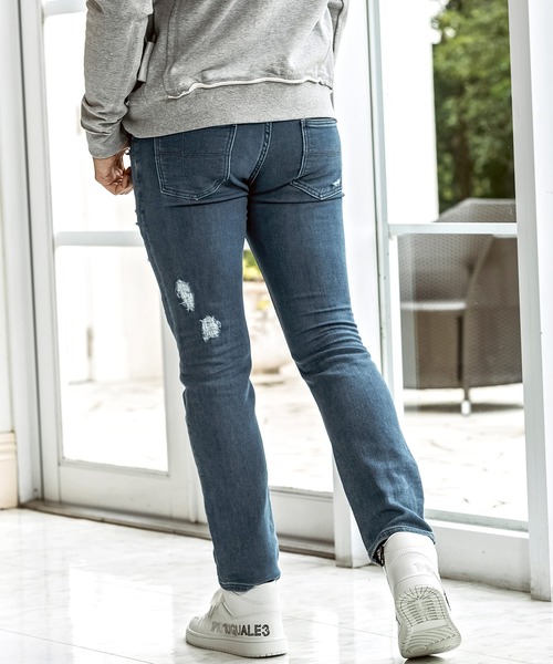 1PIU1UGUALE3  RELAX （ウノピゥウノウグァーレトレ リラックス）の「1PIU1UGUALE3 RELAX(ウノピゥウノウグァーレトレ リラックス)ラインストーン ダメージジョグデニムパンツ（デニムパンツ・メンズ・ホワイト/ブラック/インディゴブルー・S/M/L/XL/XXL）」の11枚目の写真