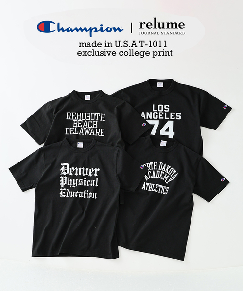 Champion（チャンピオン）の「CHAMPION / チャンピオン 別注 T1011 カレッジプリント Tシャツ（Tシャツ/カットソー・メンズ・ブラックミックス/ブラック×ブラック/ブラック系その他/ブラック・X-LARGE/LARGE/MEDIUM）」の5枚目の写真