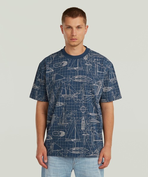 G-STAR(ジースター)の「Aop Relaxed T-Shirt/総柄リラックスTシャツ(Tシャツ/カットソー・メンズ・ブルー系その他/ホワイト系その他・X-SMALL/X-LARGE/SMALL/MEDIUM/LARGE)」の2枚目の写真